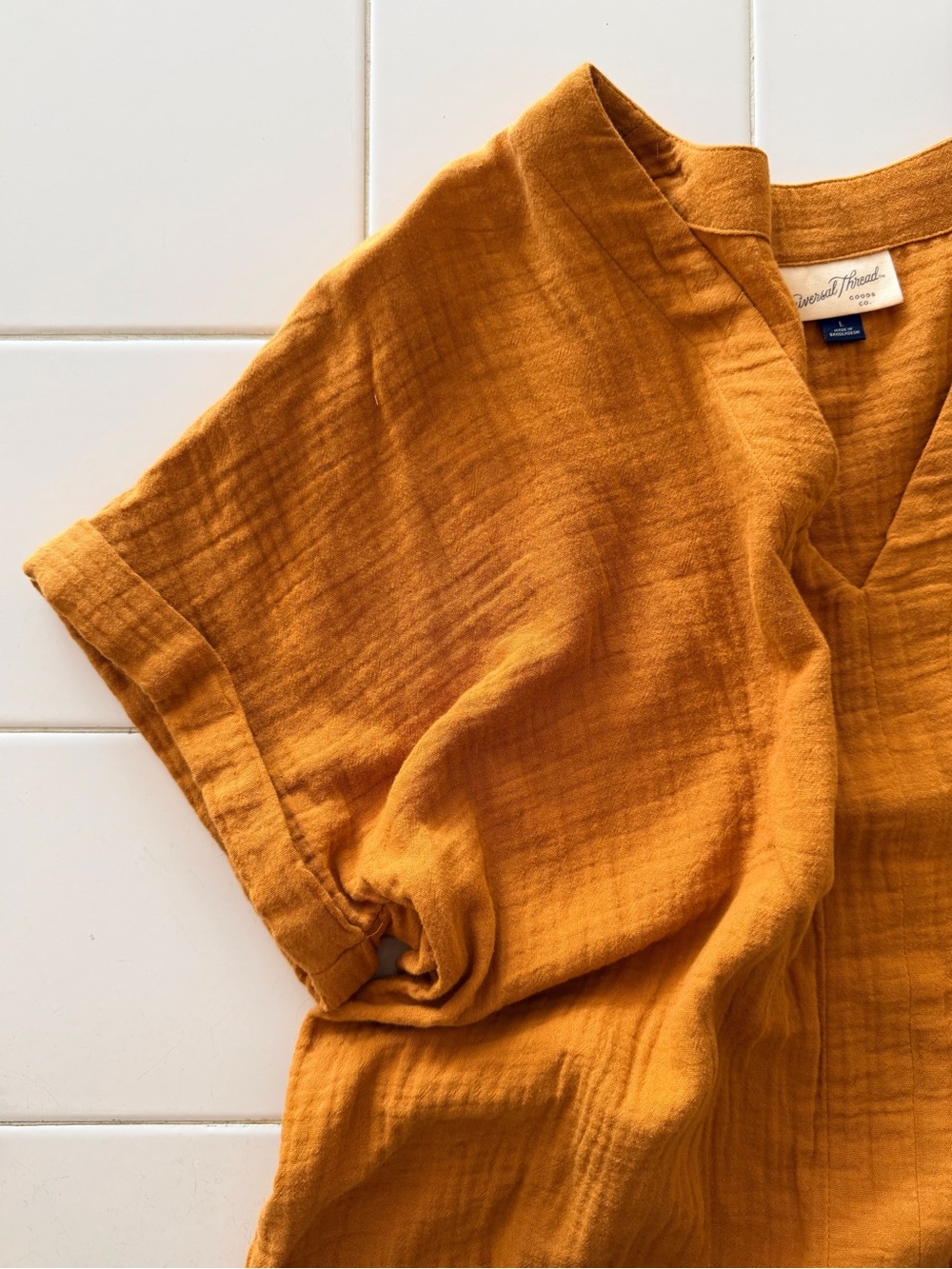 Universal Thread Women's Short-Sleeve V-Neck Tee in Mustard Gold